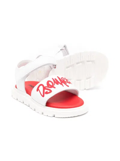 Dsquared2 Rubberised-logo Sandals In 白色