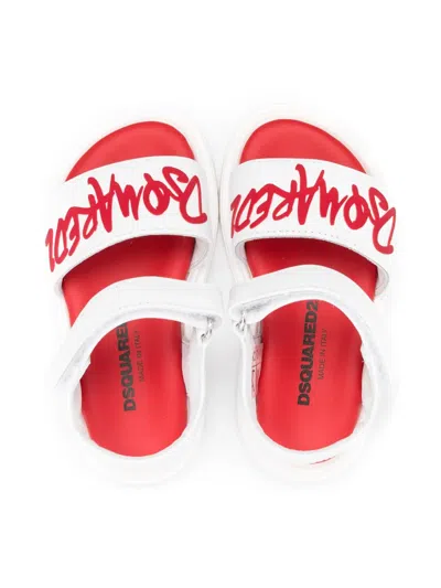 Dsquared2 Rubberised-logo Sandals In 白色