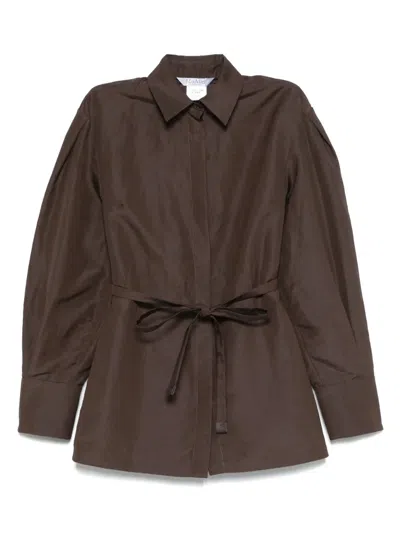Max Mara Beige Linen-silk Blend Shirt In Brown