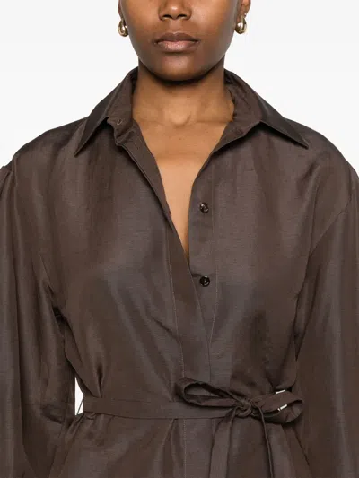 Max Mara Beige Linen-silk Blend Shirt In Brown
