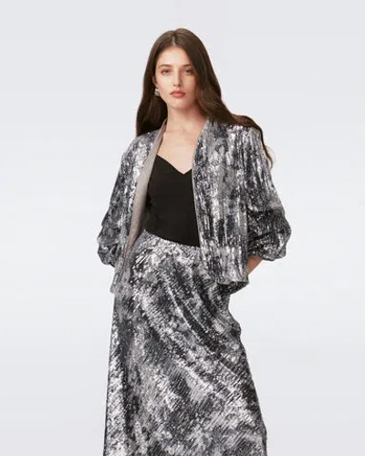 Diane Von Furstenberg Laredo Jacket In Shadow Dancer Black