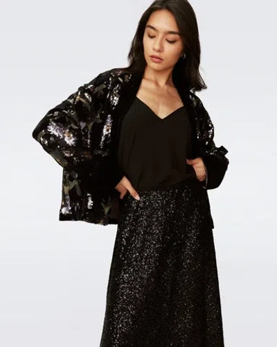 Diane Von Furstenberg Araminta Sequined High-rise Midi Skirt In Black