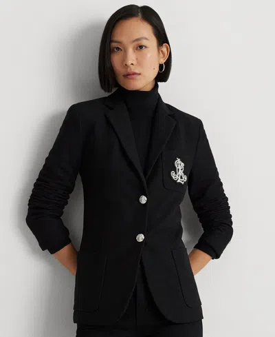 Ralph Lauren Womens Textured Jacquard Two-button Blazer In Polo Black