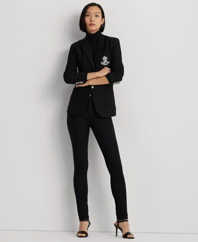 Ralph Lauren Womens Textured Jacquard Two-button Blazer In Polo Black