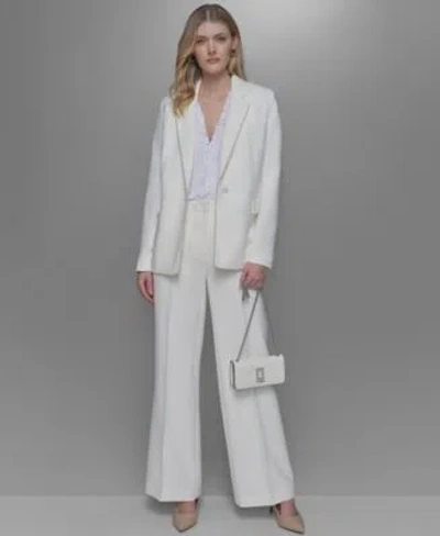 Karl Lagerfeld Womens Pleat Front Pants Cap Sleeve Blouse One Button Blazer In Soft White