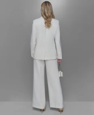 Karl Lagerfeld Womens Pleat Front Pants Cap Sleeve Blouse One Button Blazer In Soft White