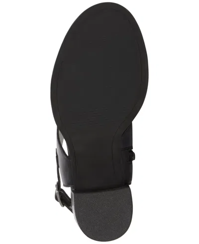 Lucky Brand Women's Dinzin Two-strap Block-heel Sandals In Black Leather