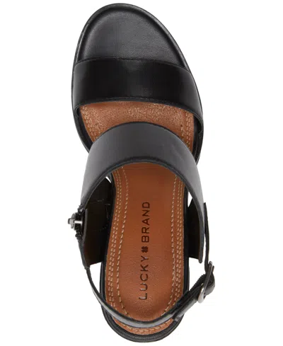 Lucky Brand Women's Dinzin Two-strap Block-heel Sandals In Black Leather