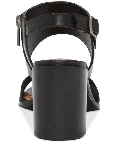 Lucky Brand Women's Dinzin Two-strap Block-heel Sandals In Black Leather