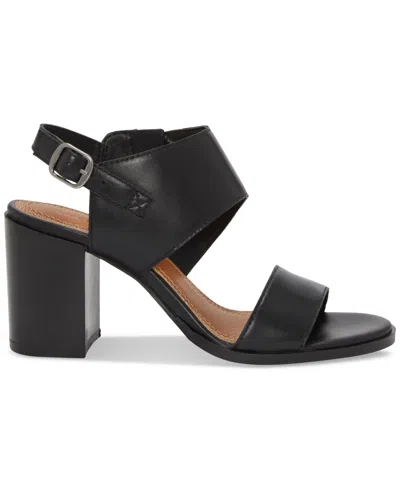 Lucky Brand Women's Dinzin Two-strap Block-heel Sandals In Black Leather
