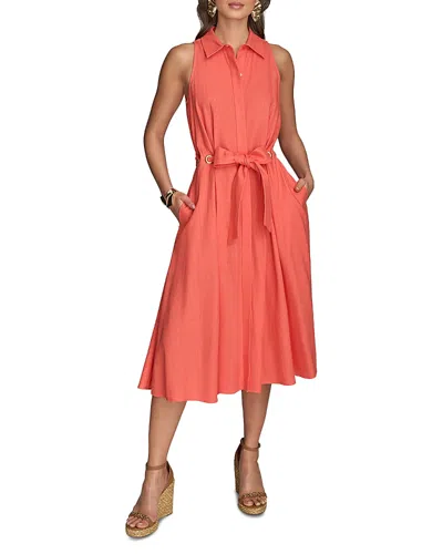 Donna Karan New York Sleeveless Linen Blend Shirtdress In Spring Melon