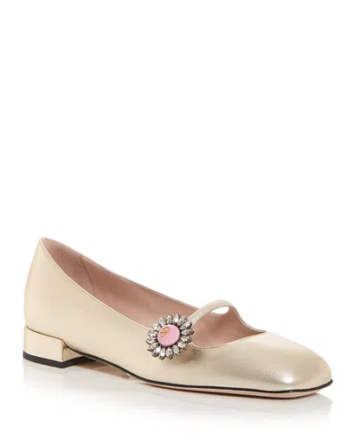 Valentino Garavani Floral Embellished Ballets Metallic Finish In Multicolor