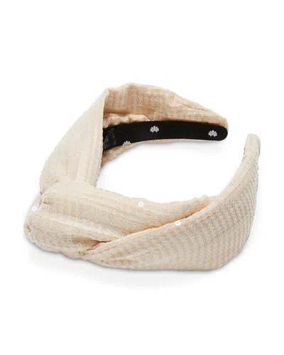 Lele Sadoughi Marlene Sequin Knotted Headband In Vanilla Creme