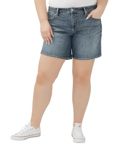 Silver Jeans Co. Plus Size Boyfriend Mid Rise Luxe Stretch Shorts In Glory
