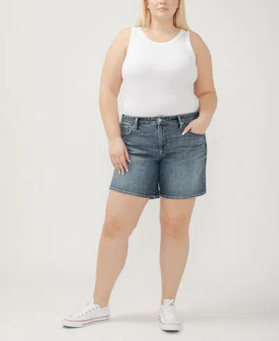 Silver Jeans Co. Plus Size Boyfriend Mid Rise Luxe Stretch Shorts In Glory