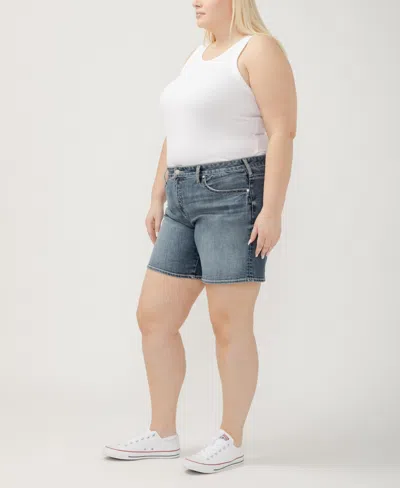 Silver Jeans Co. Plus Size Boyfriend Mid Rise Luxe Stretch Shorts In Glory