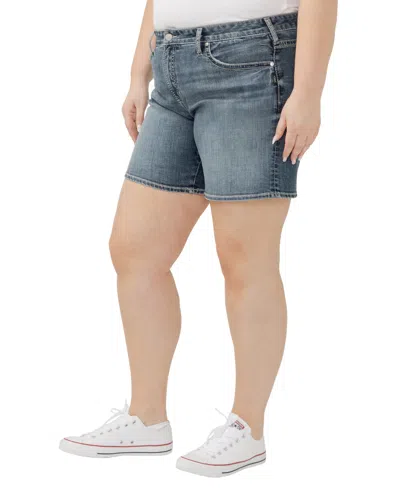 Silver Jeans Co. Plus Size Boyfriend Mid Rise Luxe Stretch Shorts In Glory