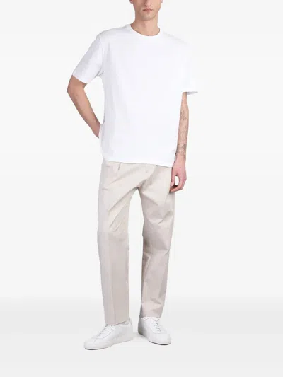 Low Brand B134 Basic T-shirt In White Cotton In White