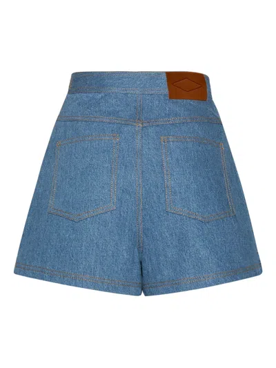 Adam Lippes Bennet Skort In Stone Wash Denim In Blue