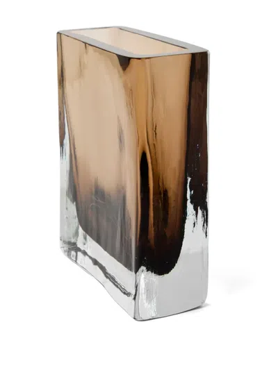 Brunello Cucinelli Murano Glass Rectangular Vase In Brown