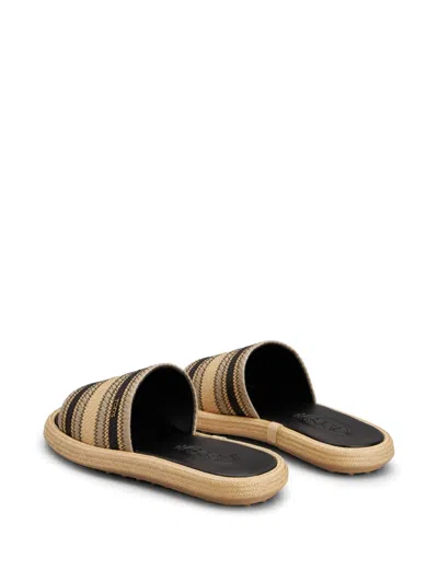 Tod's Palmera Striped Band Slide Sandals In Neutrals