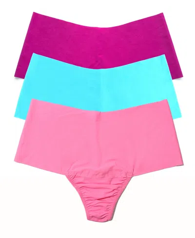 Hanky Panky Breathesoft® High Rise Thong 3 Pack In Pacific,blue,taffy