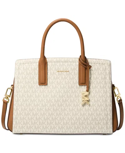 Michael Kors Laila Medium Signature Logo Satchel In White