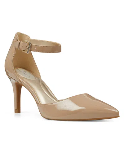Bandolino Women's Ginata D'orsay Ankle Strap Pointed Toe Pumps In Cafe Latte Patent