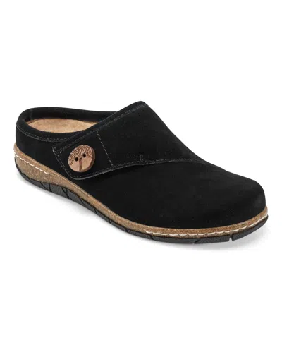 Earth Ezra 2 Womens Slip On Comfy Clogs In Black Suede