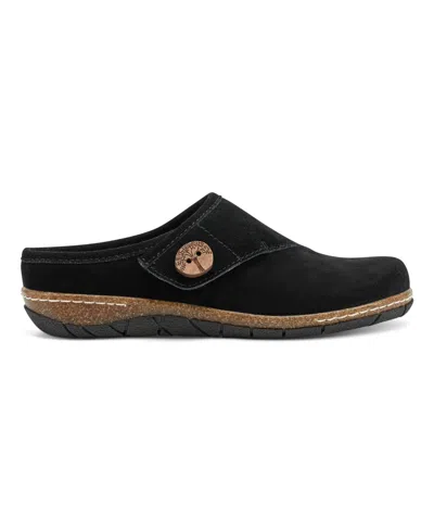 Earth Ezra 2 Womens Slip On Comfy Clogs In Black Suede