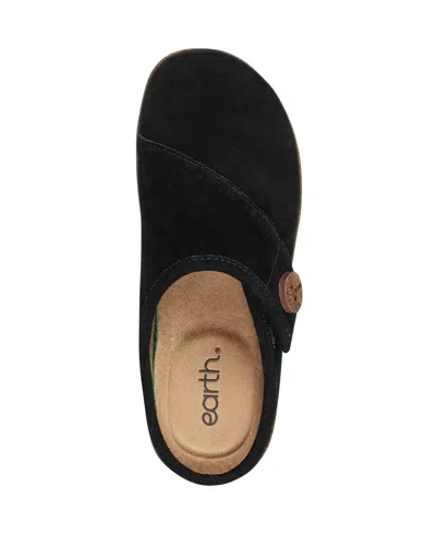 Earth Ezra 2 Womens Slip On Comfy Clogs In Black Suede