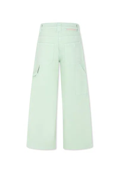 Stella Mccartney Green Jeans For Girl With Logo In Denim