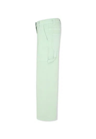 Stella Mccartney Green Jeans For Girl With Logo In Denim