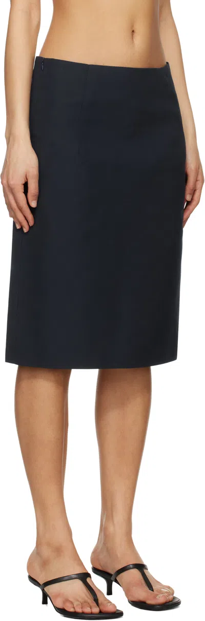 Lii Navy Stiff Midi Skirt