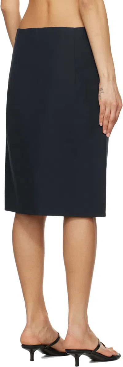 Lii Navy Stiff Midi Skirt