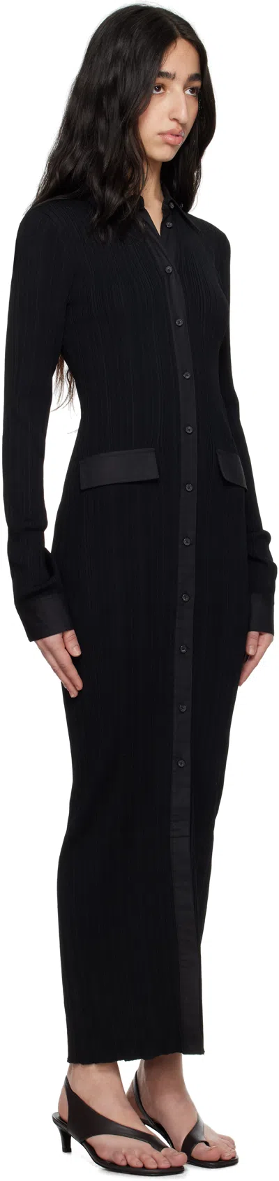 Totême Knitted Shirt Maxi Dress In Black 001