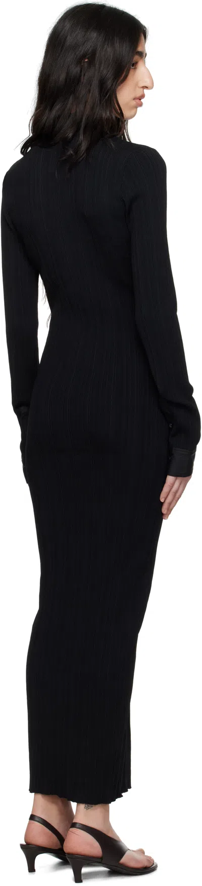 Totême Knitted Shirt Maxi Dress In Black 001