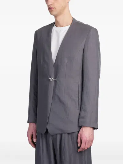 Attachment Blazer In Grey Linen In Grau