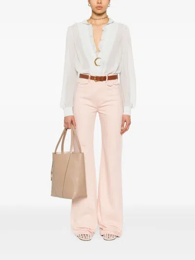 Chloé Natural Jean Pants With Leather Label In White