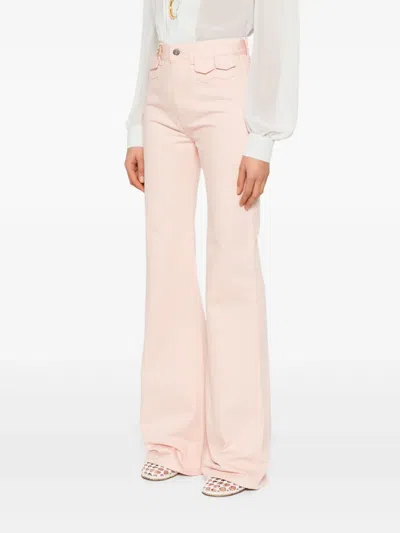 Chloé Natural Jean Pants With Leather Label In White