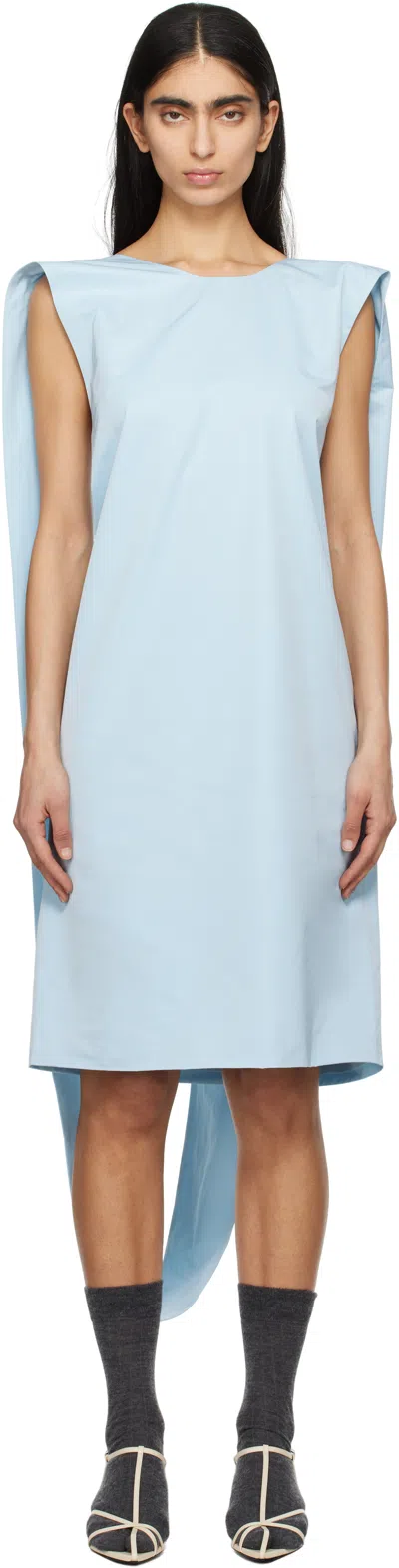 Lii Blue Shoulder Loop Midi Dress In Baby Blue