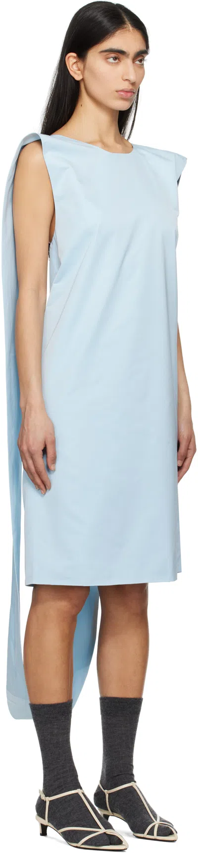 Lii Blue Shoulder Loop Midi Dress In Baby Blue