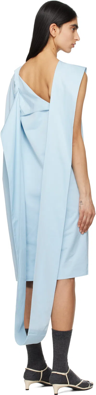 Lii Blue Shoulder Loop Midi Dress In Baby Blue