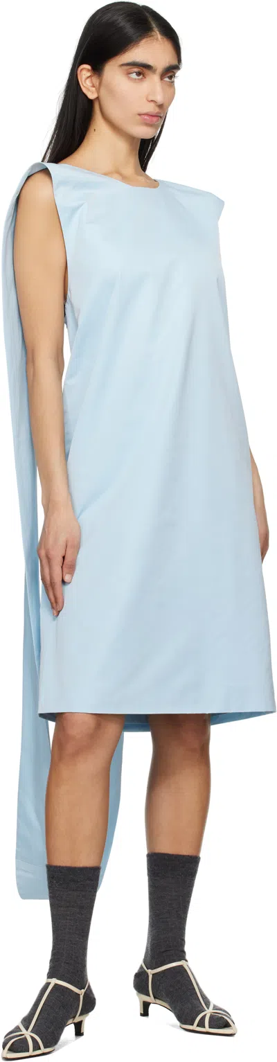 Lii Blue Shoulder Loop Midi Dress In Baby Blue