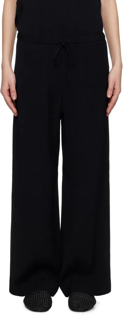 Totême Black Woven Stripe Drawstring Trousers In Black 001