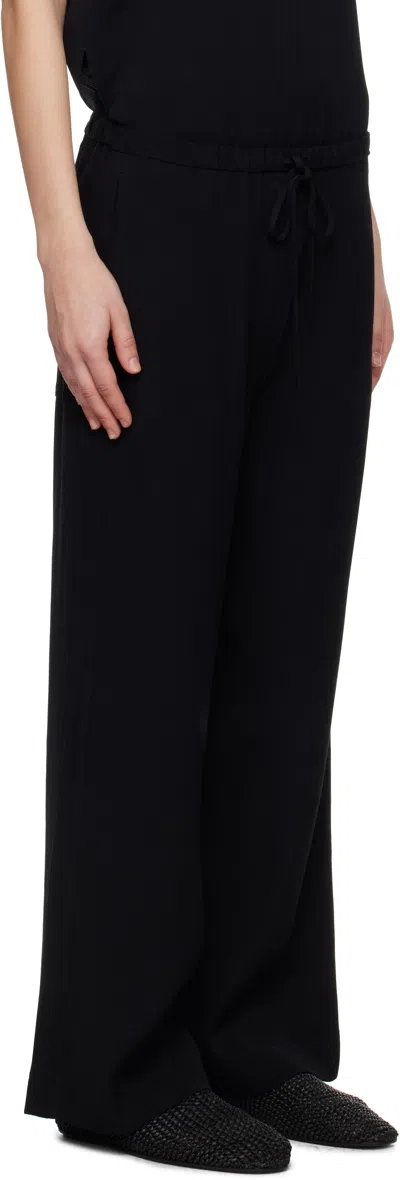 Totême Black Woven Stripe Drawstring Trousers In Black 001