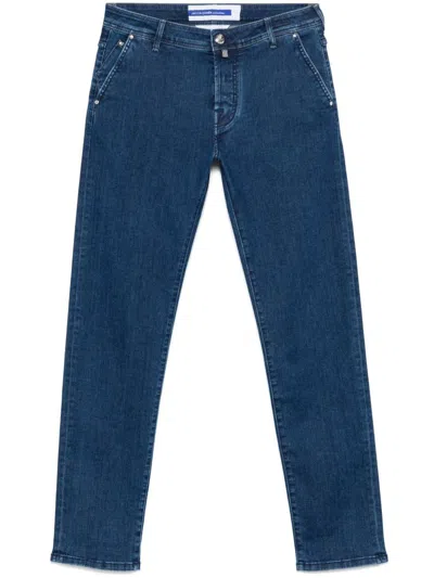 Jacob Cohen Skinny Stretch Cotton Long Jeans In Blue
