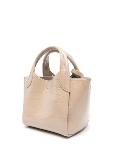 Emporio Armani Small Tote Bag Crocodile Effect In Beige