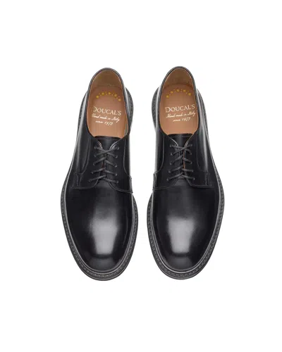Doucal's Man Lace-up Shoes Midnight Blue Size 6.5 Soft Leather In Black