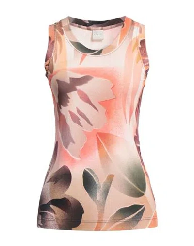 Paul Smith Woman Tank Top Apricot Size L Viscose, Elastane In Orange